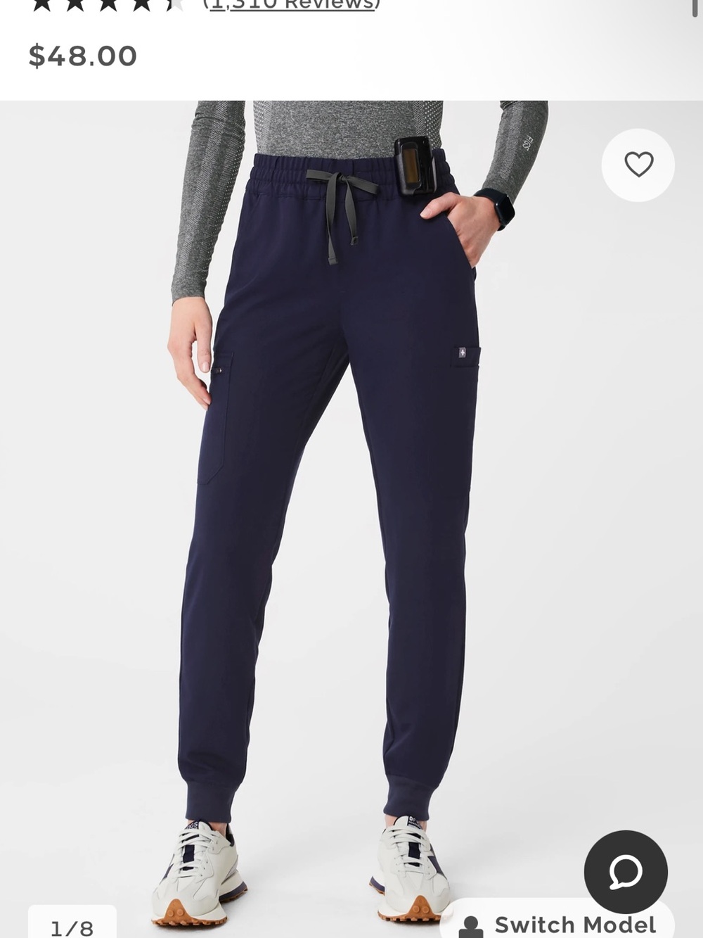 FIGS Uman Relaxed Jogger Scrub Pants — Navy | M Petite - Picture 2 of 3